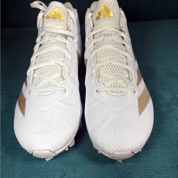 Size 10.5 - Men’s Adidas Adizero Impact2 white/gold cleats - Picture 5 of 9